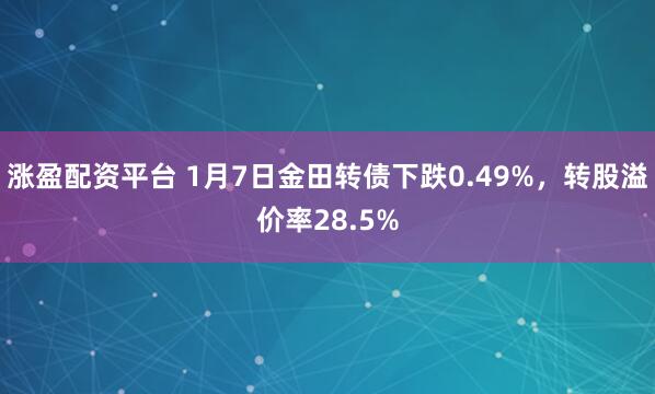 涨盈配资平台 1月7日金田转债下跌0.49%，转股溢价率28.5%